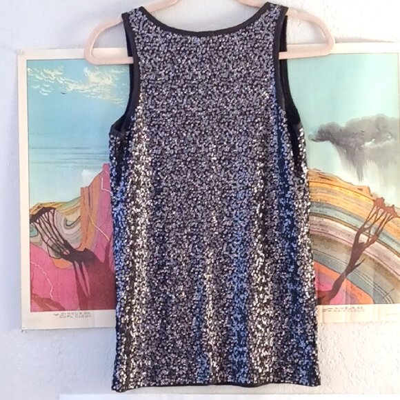J Crew Black Full Sequin Disco Ball Raw Edged Small Tank Top Y2K Party - Picture 5 of 5